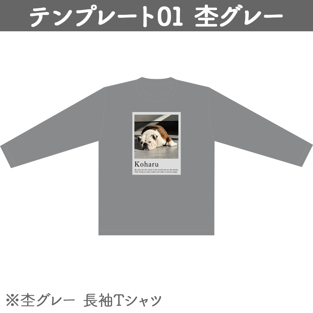 長袖Tシャツ 5.6オンス ヘビーウェイト 杢グレー テンプレ01